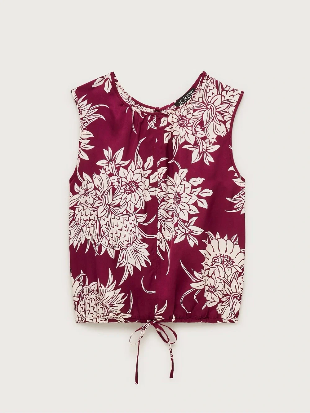 J Crew Drawstring-waist tank top in pineapple garden sateen